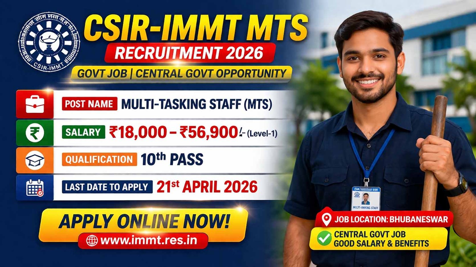 CSIR IMMT MTS Recruitment 2026